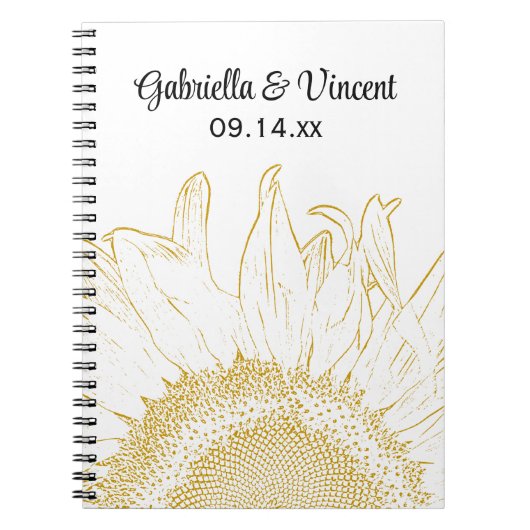 Gelbe Sonnenblume Grafische Hochzeit Notizblock (Vorderseite)