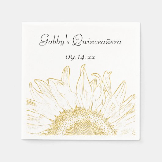 Gelbe Sonnenblume Grafische Quinceanera Serviette (Vorderseite)