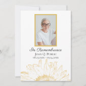 Gelbe Sonnenblume Grafische Todesursache Einladung (Vorderseite)