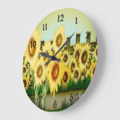 Gelbe Sonnenblume Große Wanduhr (Winkel)