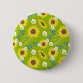 Gelbe Sonnenblume Grüne Hintergrund Blume Button (Vorderseite)
