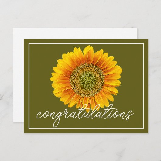 Gelbe Sonnenblume Grüner Hintergrund Herzlichen Gl Postkarte (Vorne/Hinten)