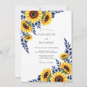Gelbe Sonnenblume Herbstblüte Hochzeit Einladung