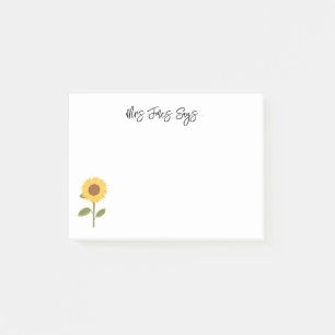 Gelbe Sonnenblume hilft mir, Lehrerin zu werden Post-it Klebezettel