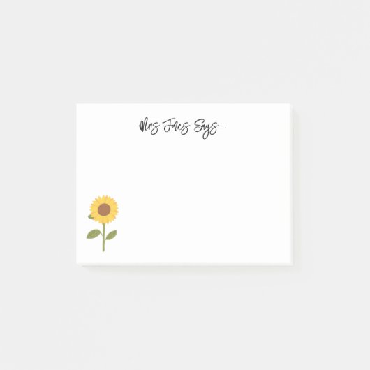 Gelbe Sonnenblume hilft mir, Lehrerin zu werden Post-it Klebezettel (Vorderseite)