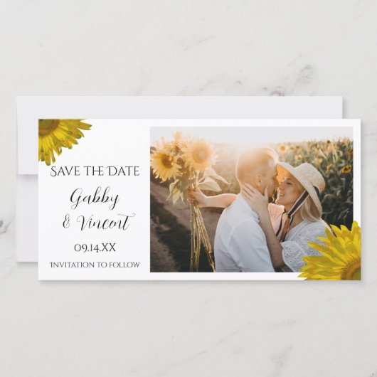 Gelbe Sonnenblume Hochzeit Speichern Sie die Datum Save The Date (Vorderseite)