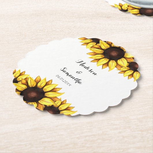 Gelbe Sonnenblume Hochzeit Untersetzer (angewinkelt)