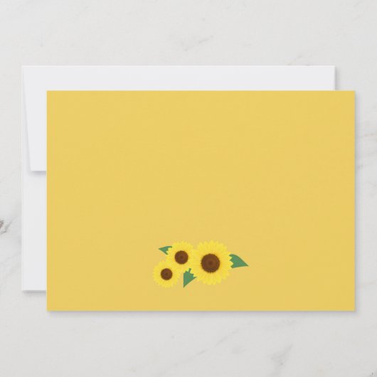 Gelbe Sonnenblume Hochzeitliches Brautparty Einladung (Rückseite)