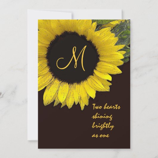 Gelbe Sonnenblume-Hochzeits-Filz-Papier-Einladung Einladung (Rückseite)