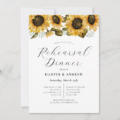 Gelbe Sonnenblume Hochzeitsessen Probe Einladung (Vorderseite)