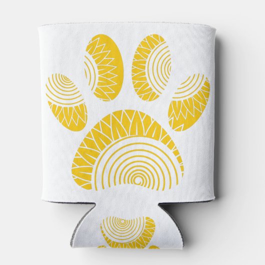 Gelbe Sonnenblume Hundepfau drucken Dosenkühler (Rückseite)