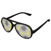 Gelbe Sonnenblume in Schwarz-Weiß-Zeichn Sonnenbrille (Schrägansicht)