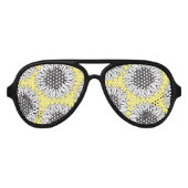 Gelbe Sonnenblume in Schwarz-Weiß-Zeichn Sonnenbrille (Vorderseite)