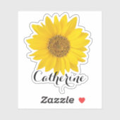 Gelbe Sonnenblume Individuelle Name Kontrastklemme Aufkleber (Blatt)