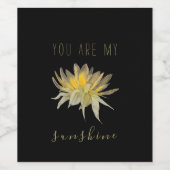 Gelbe Sonnenblume Inspiration Schwarz Weinetikett (Einzelnes Label)