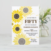 Gelbe Sonnenblume jeden Geburtstag Einladung (Stehend Vorderseite)