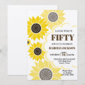 Gelbe Sonnenblume jeden Geburtstag Einladung (Vorne/Hinten)