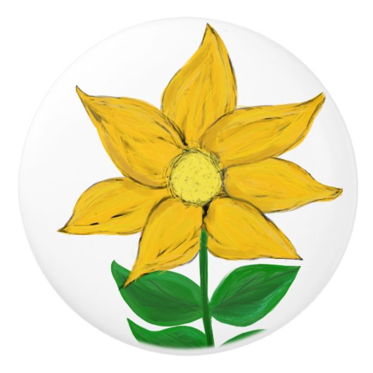 Gelbe Sonnenblume Keramikknauf (Vorderseite)