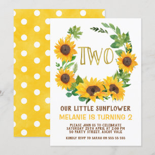 Gelbe Sonnenblume Kranz 2. Geburtstag Einladung