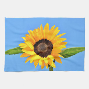 Gelbe Sonnenblume Küchenhandtuch Blauer Himmel Geschirrtuch