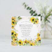 Gelbe Sonnenblume Kürbis Herbst 90. Geburtstag Einladung (Stehend Vorderseite)