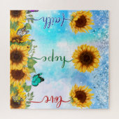 Gelbe Sonnenblume Liebe Hoffnung Hoffnung Glaube S Puzzle (Horizontal)