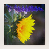 Gelbe Sonnenblume Lila Russisches Blume Foto Puzzle (Horizontal)