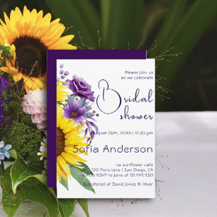Gelbe Sonnenblume lila Wildblume Aquarell Einladung