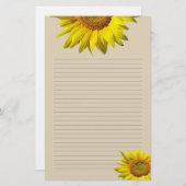 Gelbe Sonnenblume Lined Persönliches Schreibpapier Briefpapier (Vorne/Hinten)