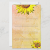 Gelbe Sonnenblume Lined Persönliches Schreibpapier Briefpapier (Vorderseite)