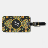 Gelbe Sonnenblume mit anpassbarer Monogramm Gepäckanhänger (Vorderseite horizontal)