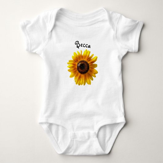 Gelbe Sonnenblume mit Biene Personalisiert Baby Strampler (Vorderseite)