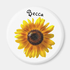 Gelbe Sonnenblume mit Biene Personalisiert Magnet