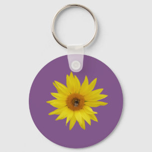 Gelbe Sonnenblume mit Biene Schlüsselanhänger