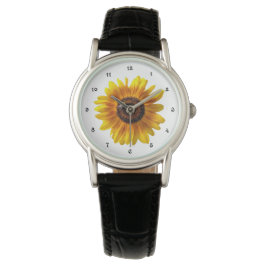Gelbe Sonnenblume mit Bienenwacht Armbanduhr