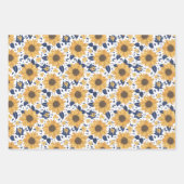 Gelbe Sonnenblume mit blauen Navy-Blätter   Geschenkpapier Set (Vorderseite 2)