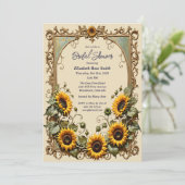 Gelbe Sonnenblume mit Brautparty Einladung (Stehend Vorderseite)