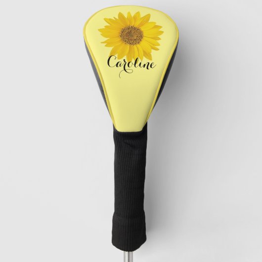 Gelbe Sonnenblume mit dem Namen Hellgelb Golf Headcover (Vorderseite)