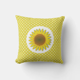 Gelbe Sonnenblume mit gepunkteter Outdoor-Kissen Kissen