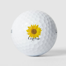 Gelbe Sonnenblume mit Individuelle Name Golfball