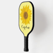 Gelbe Sonnenblume mit Individuelle Name Pickleball Schläger (Links)