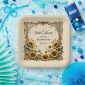 Gelbe Sonnenblume mit Kunstrahmen Brautparty Pappteller (Party)