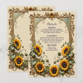 Gelbe Sonnenblume mit Kunstrahmen Hochzeit Begleitkarte (Vorne/Hinten)