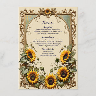 Gelbe Sonnenblume mit Kunstrahmen Hochzeit Begleitkarte