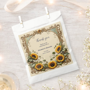 Gelbe Sonnenblume mit Kunstrahmen Hochzeit Geschenktütchen