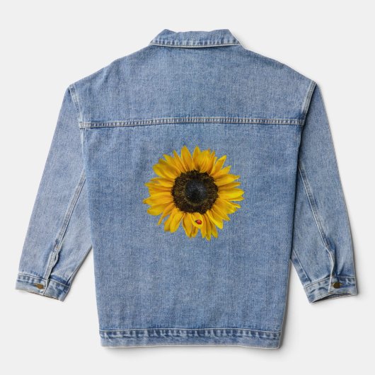 Gelbe Sonnenblume mit Lady Bug Jeansjacke (Rückseite)
