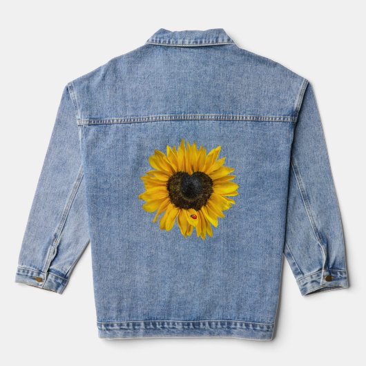 Gelbe Sonnenblume mit Lady Bug Jeansjacke (Rückseite)