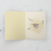 Gelbe Sonnenblume mit Regentropfen danke Karte (Innenseite)