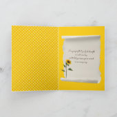 Gelbe Sonnenblume mit Regentropfen Karte (Innenseite)