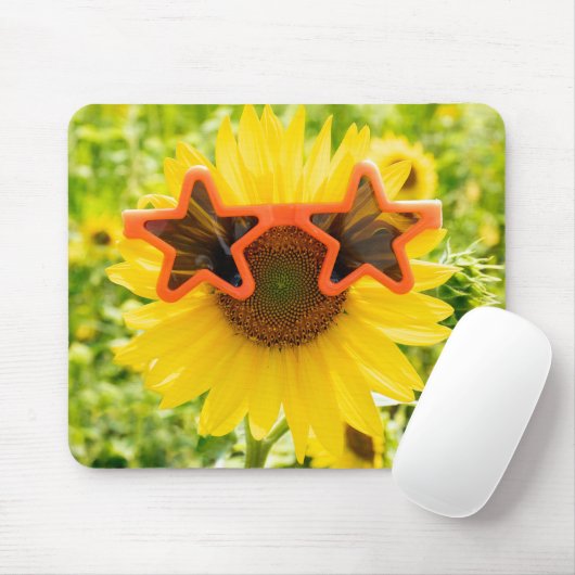 Gelbe Sonnenblume mit Sonnenbrille Mousepad (Mit Mouse)